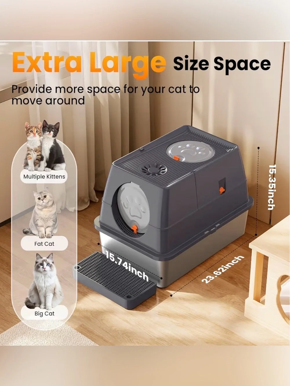 Enclosed Stainless Steel litter Box